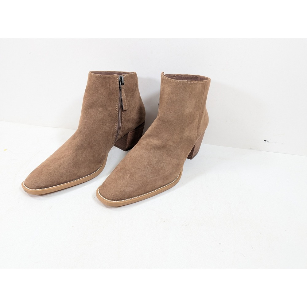 Linea Paolo Brown Suede Square Toe Ankle Boots Block Heel Side Zip Womens 6M